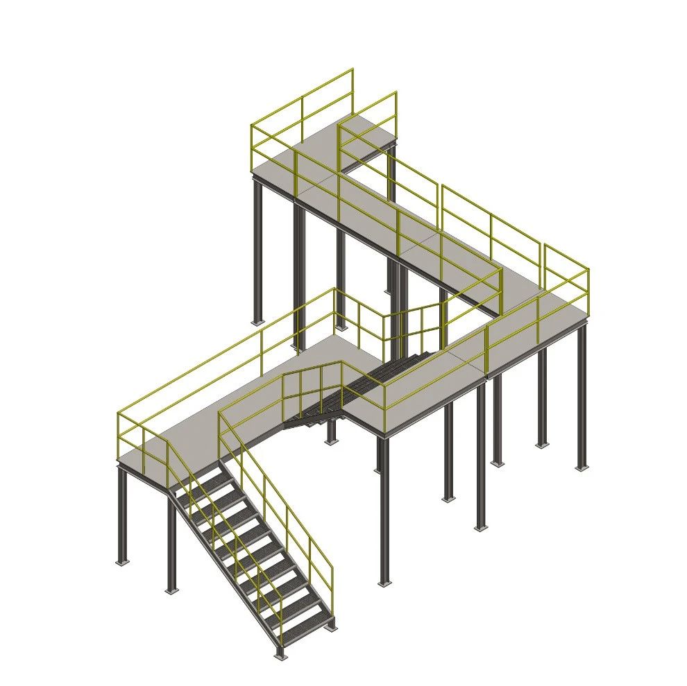 【工程机械】高架区域工业楼梯平台结构3D图纸 STEP格式