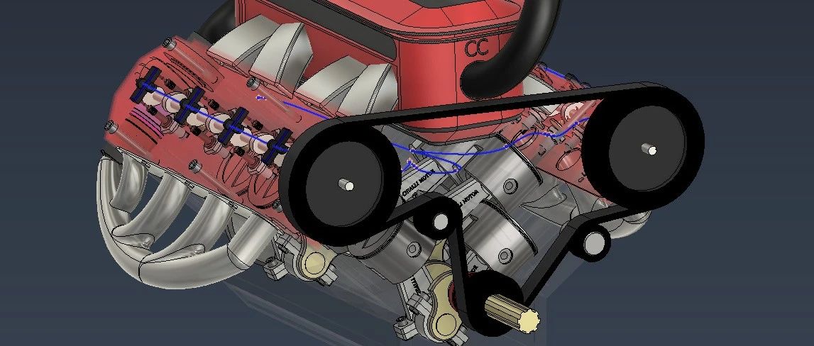 【发动机电机】v8-engine-16八缸发动机简易模型3D图纸 igs stp格式