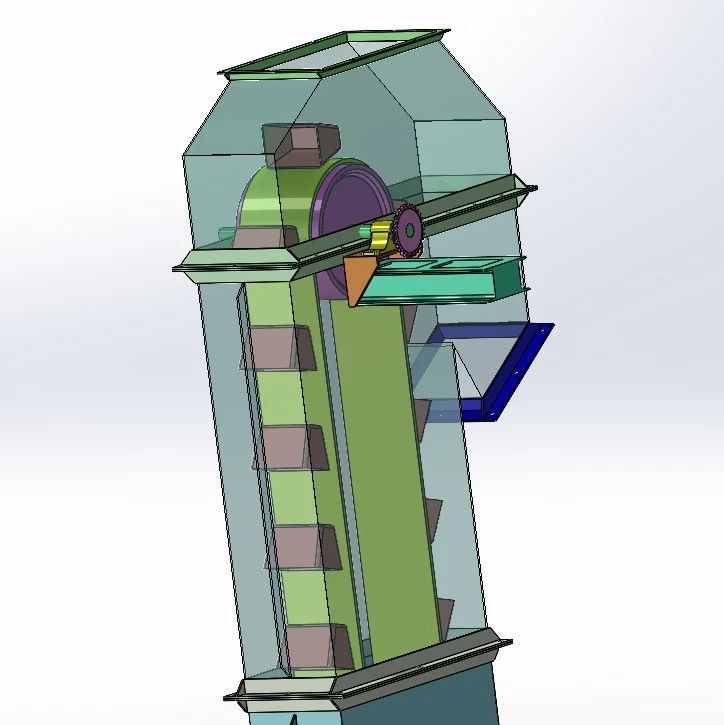 【工程机械】Bucket Elevator斗式提升结构3D图纸 Solidworks设计