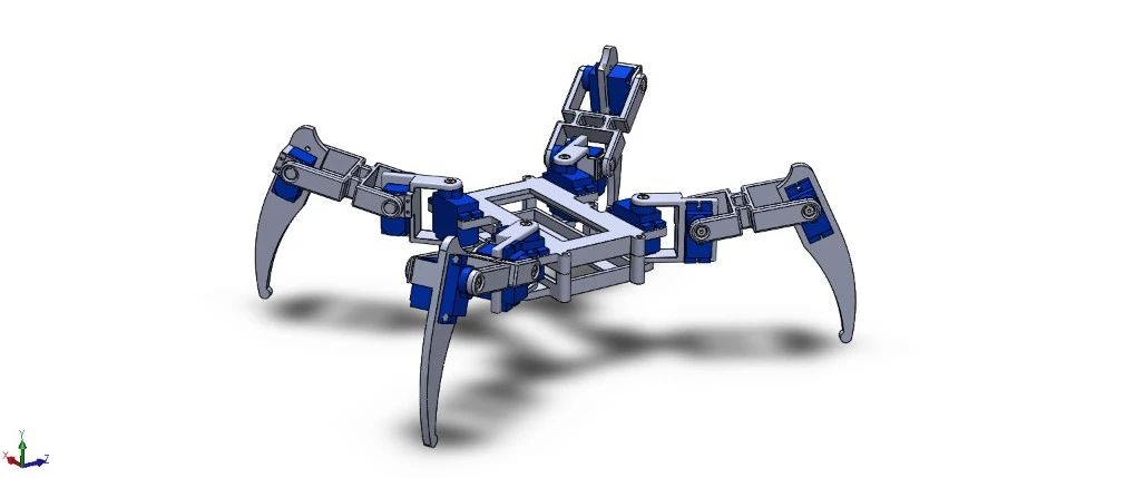 【机器人】quadruped-spider四足蜘蛛爬行机器人结构3D图纸 Solidworks设计
