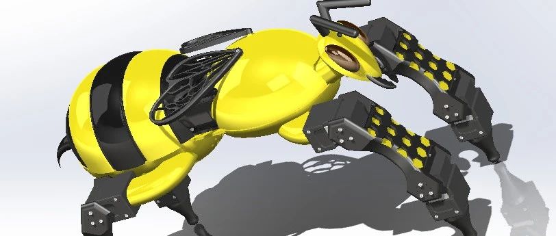 【机器人】蜜蜂启发的四足机器人3D数模图纸 Solidworks设计