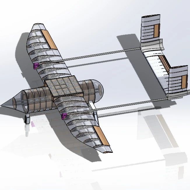 【飞行模型】RC半椭圆形机翼航模结构3D图纸 Solidworks设计 附STEP