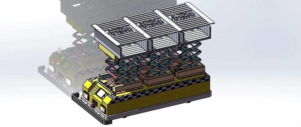 【工程机械】带举升功能的滚筒AGV小车3D数模图纸 Solidworks20设计