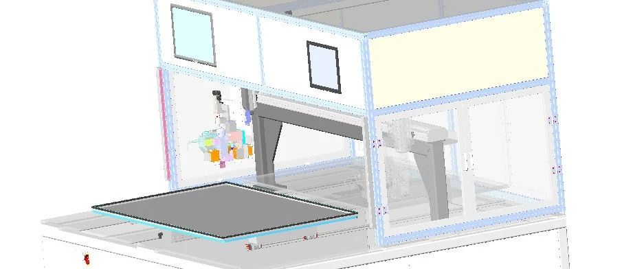 【非标数模】65寸液晶背板点胶单机3D数模图纸 Solidworks20设计
