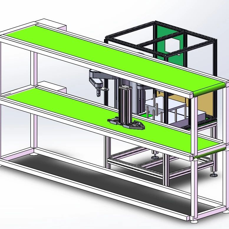 【非标数模】在线自动扫码测试机3D数模图纸 Solidworks21设计