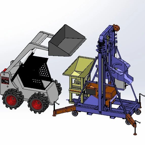 【工程机械】行走式散装货物升降机提升机3D图纸 Solidworks设计