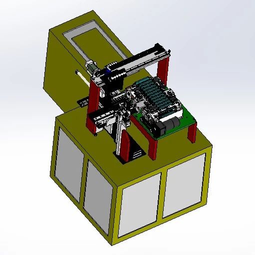 【非标数模】干式电极电火花加工生产设备3D数模图纸 Solidworks17设计