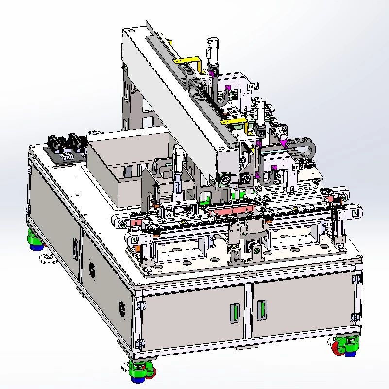 【非标数模】锂电池在线式自动贴膜机3D数模图纸 Solidworks18设计