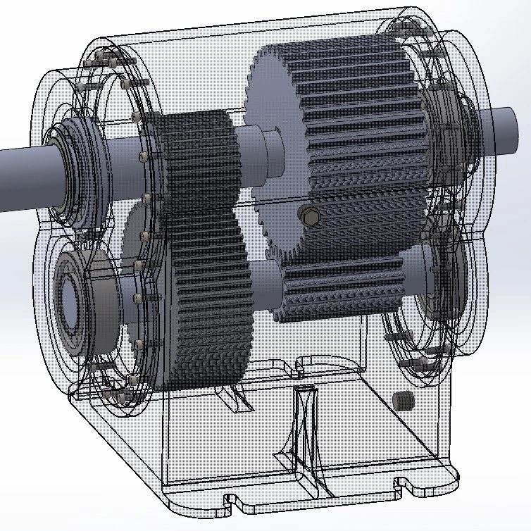 【差减变速器】用于增加扭矩的四齿轮变速箱3D图纸 Solidworks设计