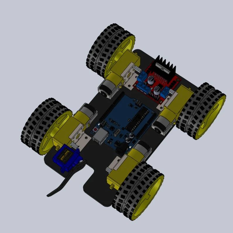 【其他小车】4WD Arduino小车底盘3D图纸 STEP格式