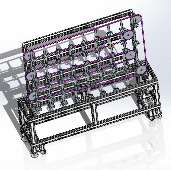 【工程机械】煲机链条输送带3D数模图纸 Solidworks20设计