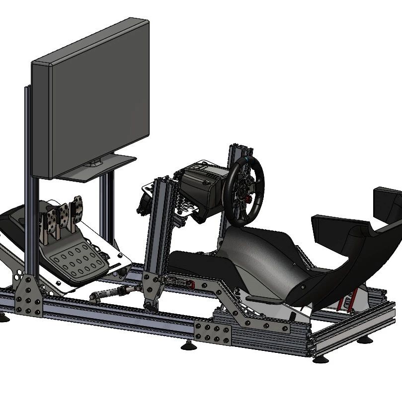 【工程机械】铝制框架F1赛车游戏座椅3D数模图纸 Solidworks设计