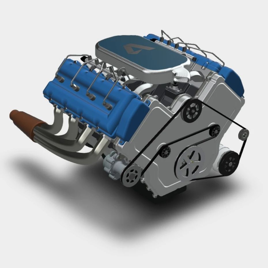 【发动机电机】V8 engine八缸发动机3D数模图纸 INVENTOR设计