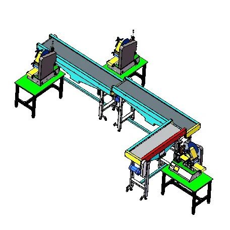 【非标数模】半自动标签贴标生产线3D数模图纸 Solidworks17设计