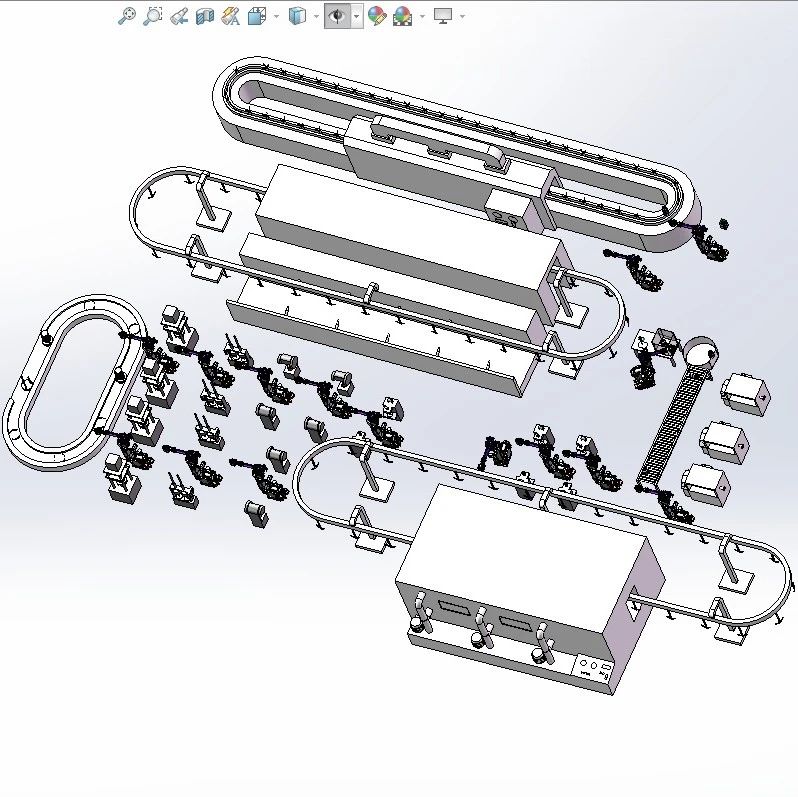 【非标数模】钢瓶生产线3D数模图纸 Solidworks13设计