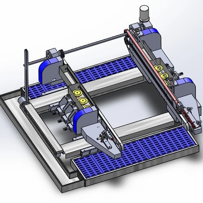 【非标数模】玻璃双边磨边机3D数模图纸 Solidworks09设计