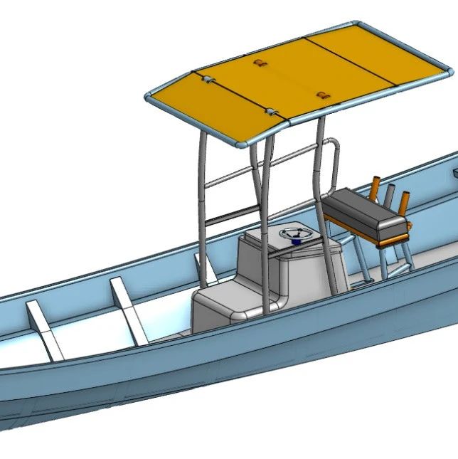 【海洋船舶】26英尺panga型渔船3D图纸 x_t step格式