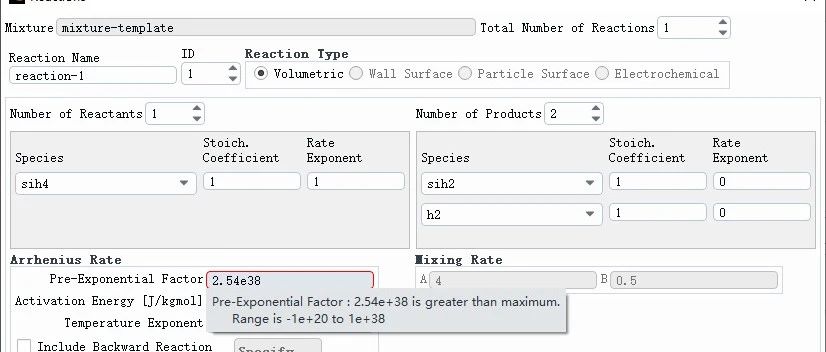 FLUENT阿累尼乌斯参数超限了怎么办