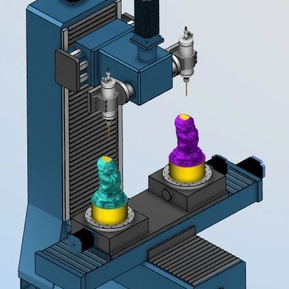 【工程机械】用于木雕制作的数控五轴工作台3D数模图纸 STP格式