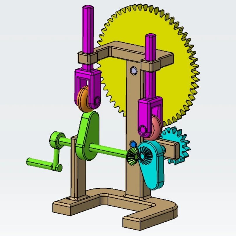 【精巧机构】Gear mechanism凸轮与齿轮传动机构3D图纸 STP格式