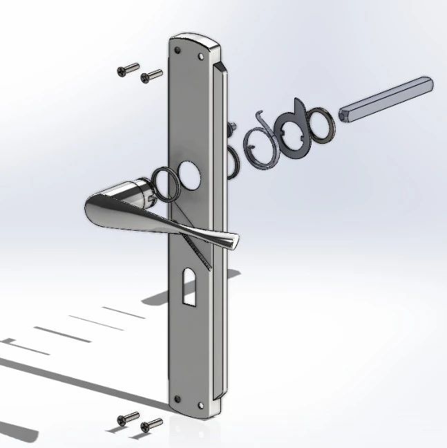 【工程机械】Door handle门把手结构3D图纸 STEP格式