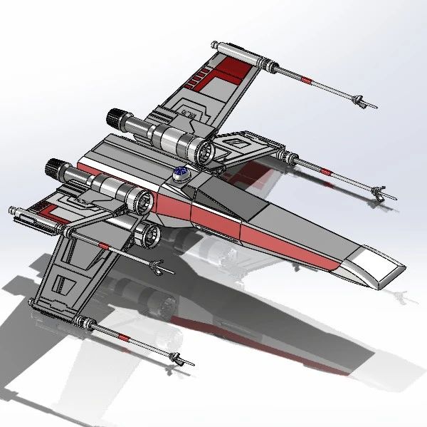 【飞行模型】T65 Xwing翼星际战斗机模型3D图纸 Solidworks设计