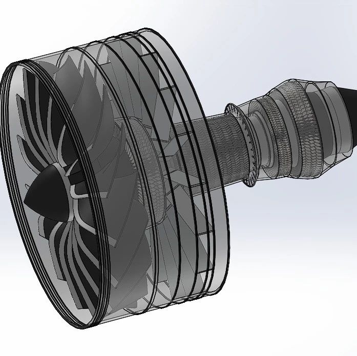 【发动机电机】Simple Turbofan Engine简易涡扇发动机结构3D图纸