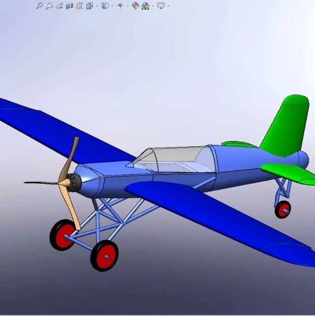 【飞行模型】RC plane简易单翼飞机模型3D图纸 Solidworks设计