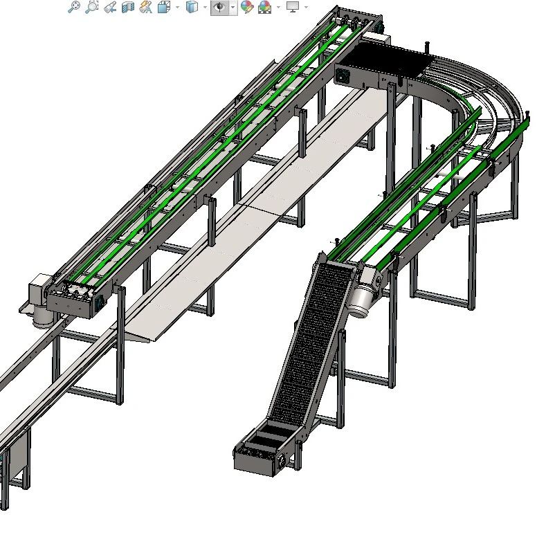 【工程机械】塑料平顶链板线3D数模图纸 Solidworks设计