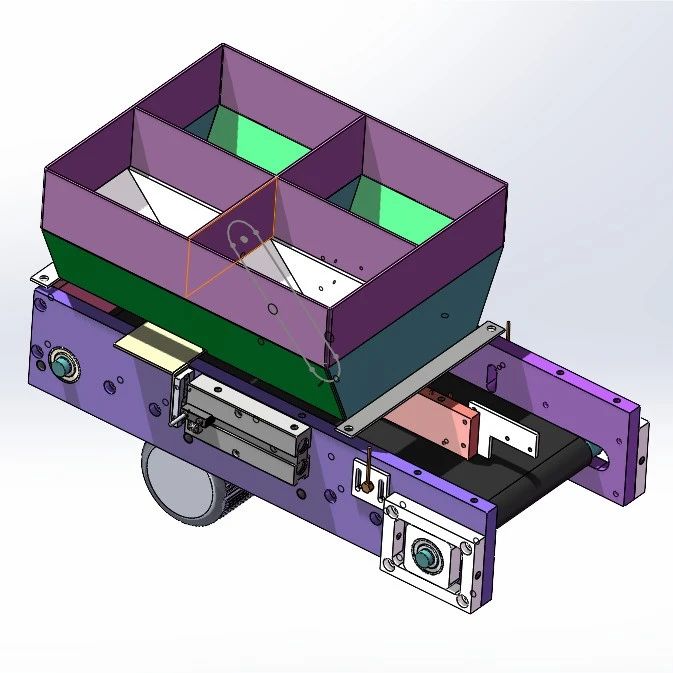 【非标数模】小机构-带料斗供料包装类输送带3D数模图纸 Solidworks设计