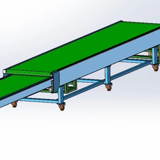 【工程机械】伸缩皮带线、二节伸缩4.5米皮带线建模3D图纸 Solidworks设计