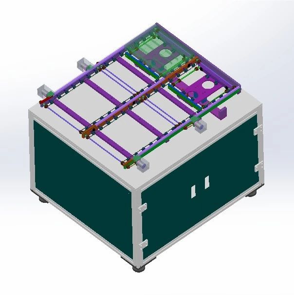 【工程机械】圆皮带输送带回流线输顶升移载机3D数模图纸 Solidworks设计