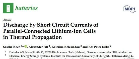 刘博带你读文献（8）并联模组的电芯短路放电-其对热失控-蔓延行为的影响