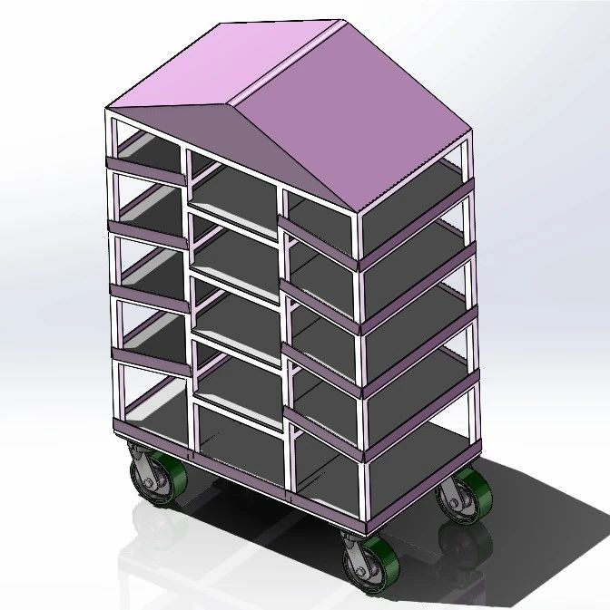 【工程机械】标准件料架车3D数模图纸 Solidworks设计