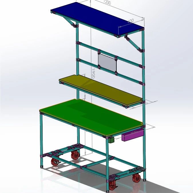 【工程机械】U型流水线工作台3D数模图纸 Solidworks设计