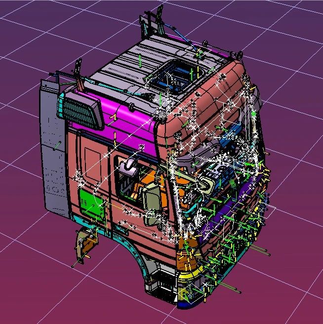 【工程机械】奔驰重型卡车驾驶室3D数模图纸 Catia V5设计