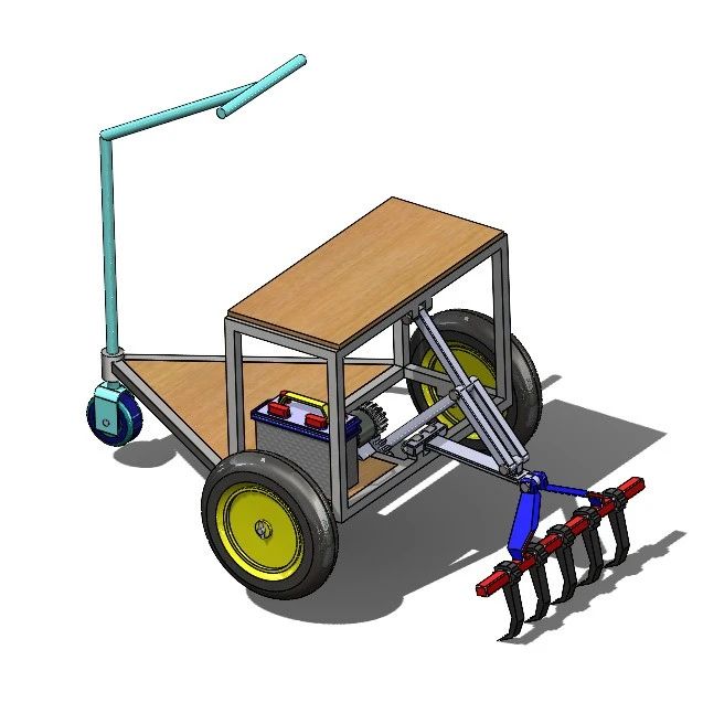 【农业机械】半自动田间犁车3D图纸 Solidworks设计