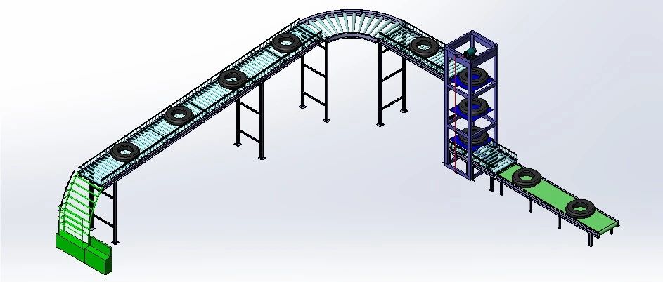 【工程机械】分层式滚棍传送带3D数模图纸 Solidworks设计