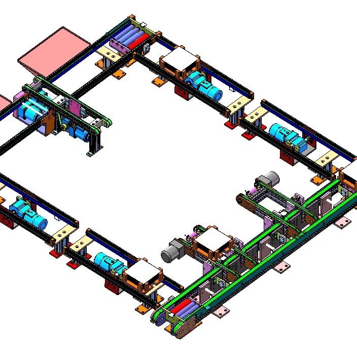 【工程机械】自动化循环输送线3D数模图纸 Solidworks设计