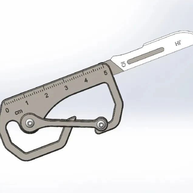 【工程机械】Multitool钥匙扣折叠刀3D数模图纸 Solidworks设计