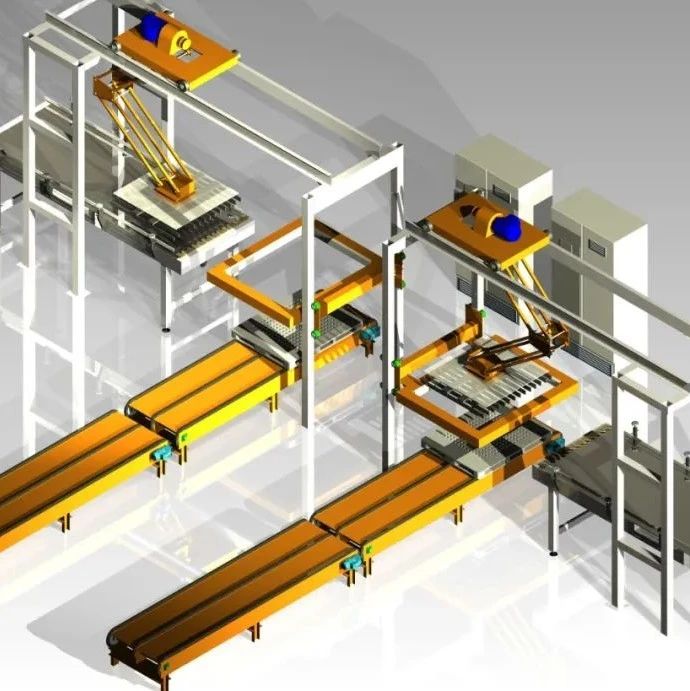 【工程机械】托盘堆垛机流水线3D模型图纸 STP格式