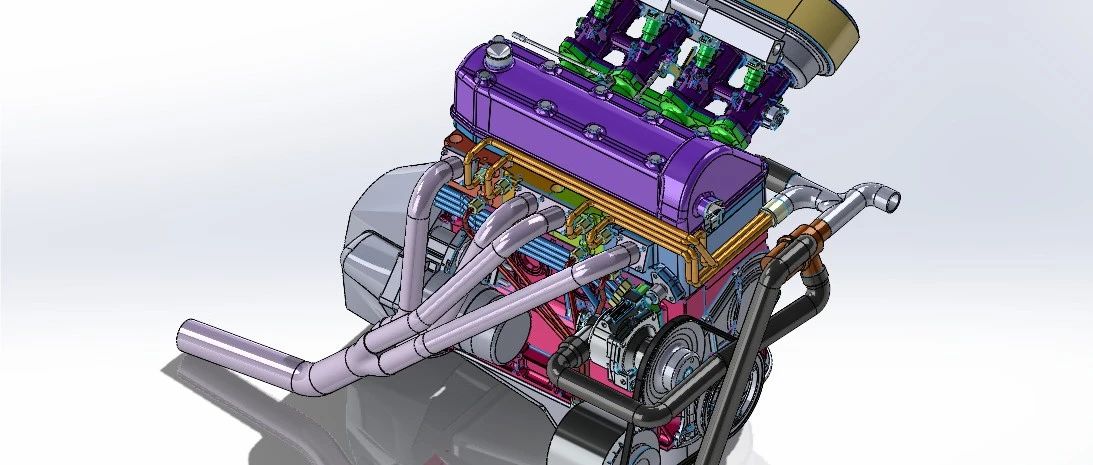 【发动机电机】Lada(VAZ) 8气门气缸盖发动机模型3D图纸 