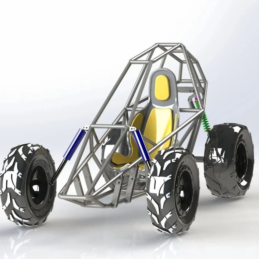 【卡丁赛车】Electric cross kart电动越野车框架结构3D图纸 STEP格式