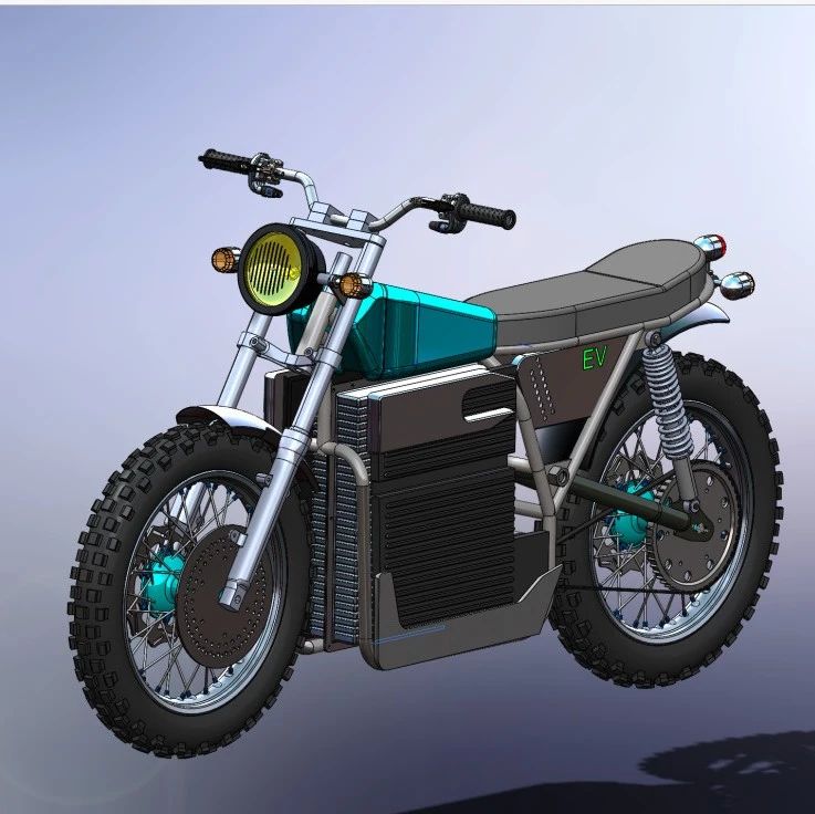 【其他车型】electric bike (e-bike)电动摩托车3D数模图纸 STEP格式