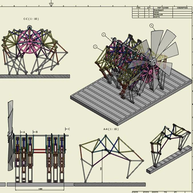 【精巧机构】Strandbeest (Theo Jansen)风力仿生兽3D数模图纸