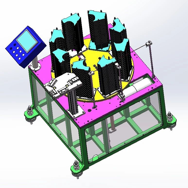 【非标数模】八工位送料机3D数模图纸 Solidworks设计