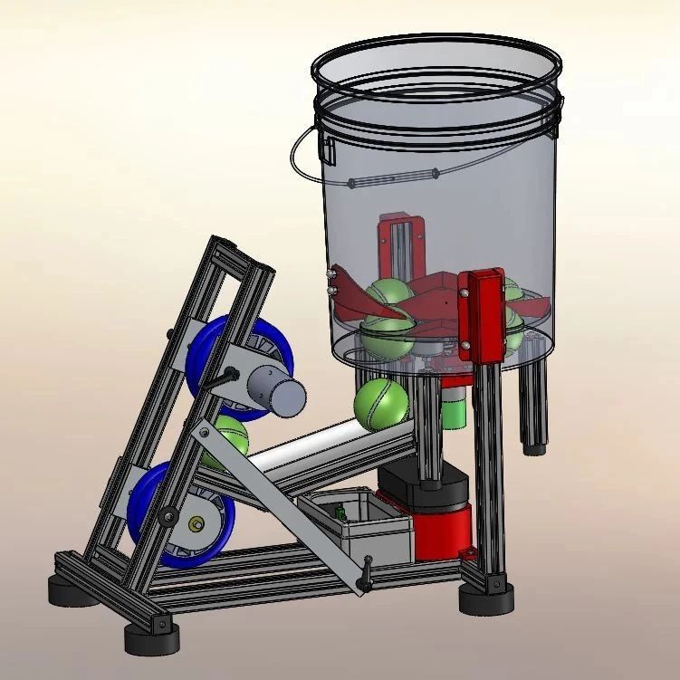 【工程机械】网球投掷器发球机3D数模图纸 Solidworks设计 附igs