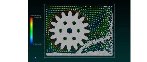 Particleworks案例18-齿轮旋转过程中考虑模拟气流对液体