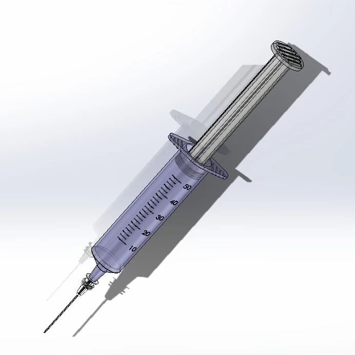 【医疗器械】针筒注射器简易模型3D图纸 Solidworks设计