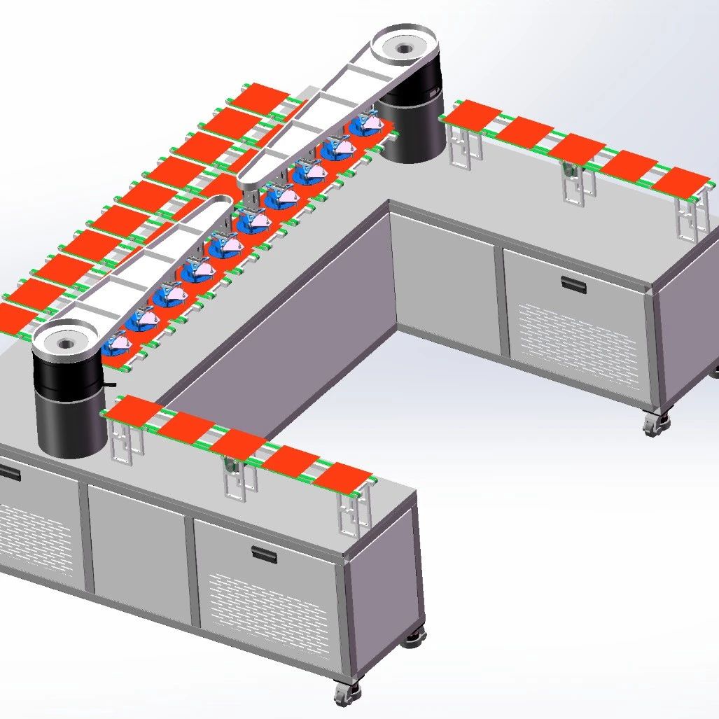 【非标数模】链式清洗上料机3D数模图纸 Solidworks18设计